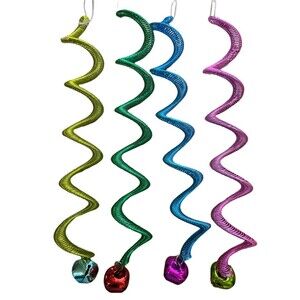 Feather Tree Bell Ornaments 4 Assort Colorful Bell Twist Metal Spring